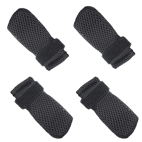 Changyeah 4 Pcs Botas de gato, Ajustables de Malla Protector de Patas para Gatos, Zapatos de Gato para Bañar Ma, Transpirable Calcetines para Gatos,Zapatos para gatos resistentes a los arañazos(Negro)