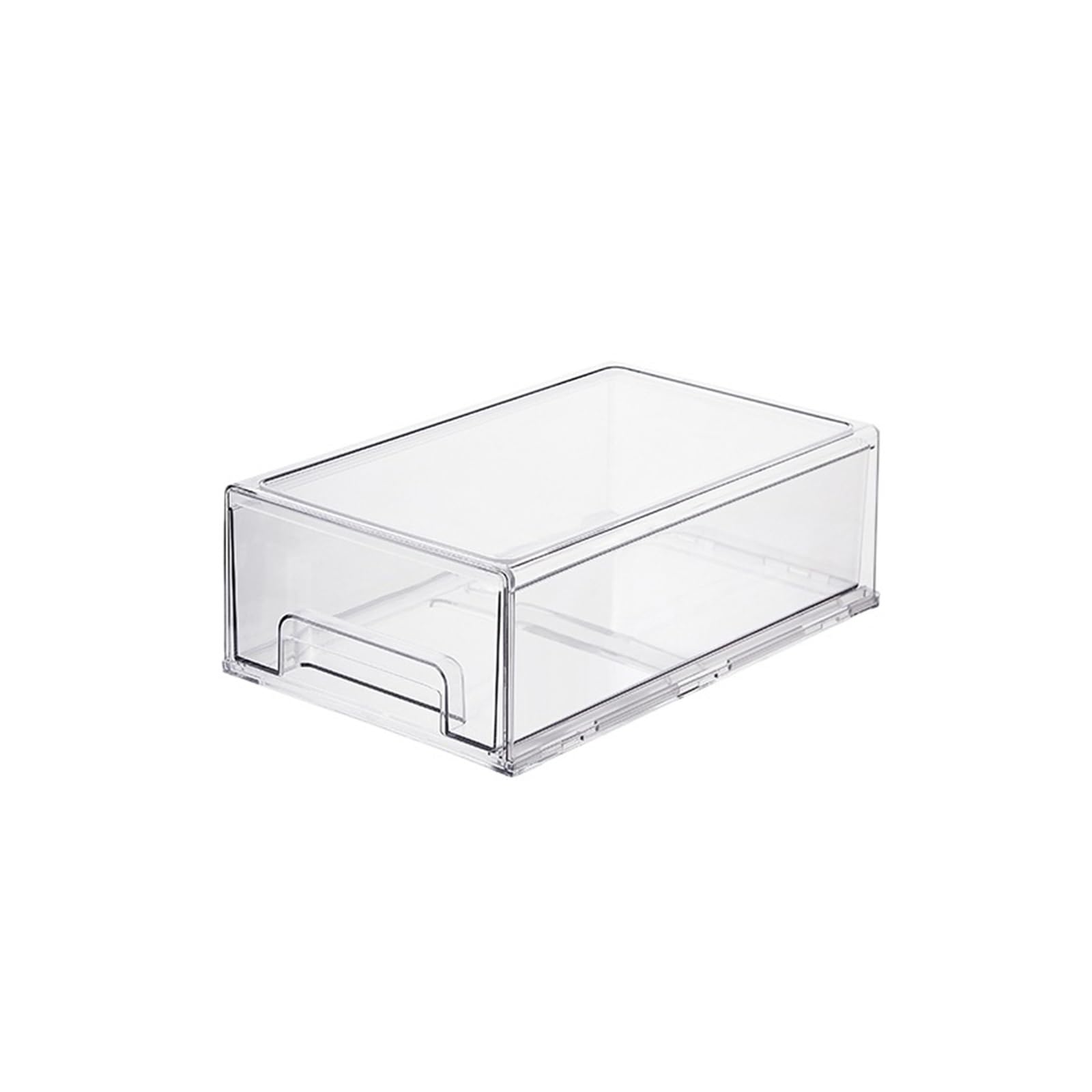 Transparent Stackable Drawer Storage Box Large Capacity Plastic Organizer For Fridge Pantry Bathroom Desk(M)