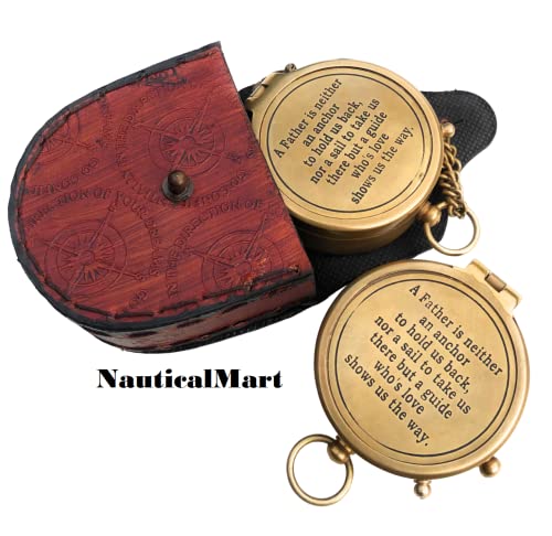 NauticalMart A Father is Neither an Anchor Brújula Grabada Mejor Regalo para Papá con Estuche miniatura 4
