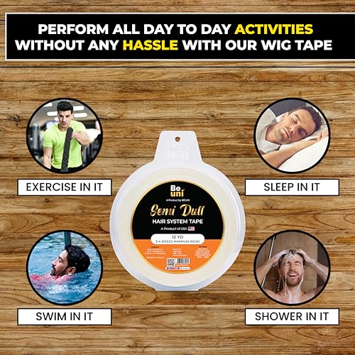 Image of Semi Dull Hair Patch Tape For Men Super Hold No Shine Hair Patch Tape Waterproof Wig Tape Skin Safe Medical Grade Adhesive Roll 12 Yards Long Lasting Hold Up To 2-4 Weeks