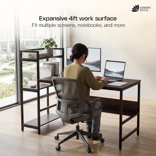 Image of Green Soul Harmony Computer Table for Home PC | Office Table for Home for Students and Adults | 3-Years Assurance | Rolex Brown | Installation Provided