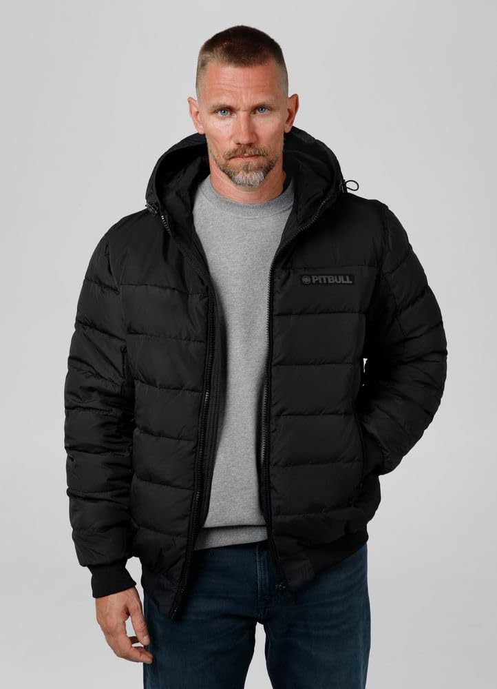 PITBULL - Winterjacke Herren mit Steppung Dillon, Jacke Herren mit Kapuze, Männer Steppjacke, Bequeme Windjacke, Windbreaker mit Reißverschluss, Jacke Winter Steppmuster