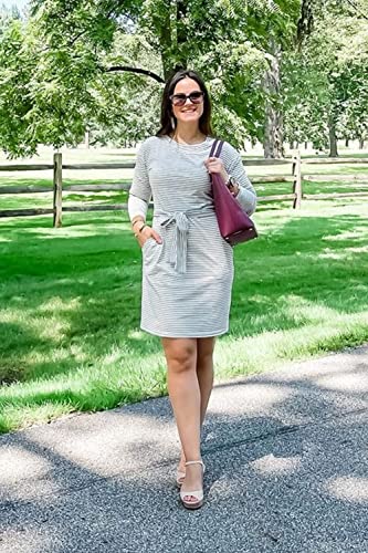 Image of PRETTYGARDEN Women's Fall Long Sleeve Bodycon Party Dress | Tie Waist, Fitted Pencil Dresses, Pockets, Spring Elegant Teacher Outfits for Work Office, Wedding, Holiday, Date Night