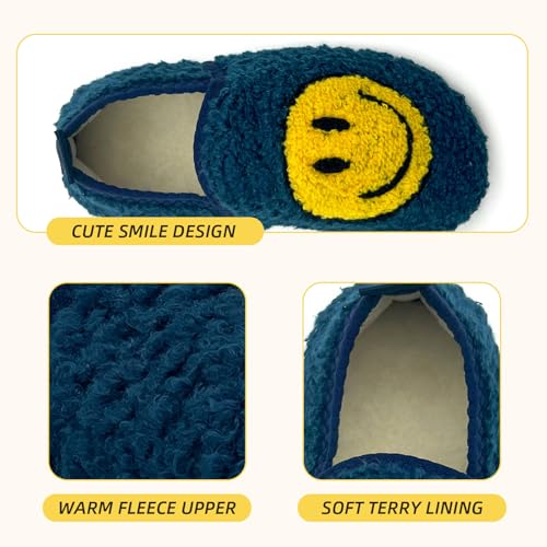 Smile Slippers for Women Men Indoor, Cute Bedroom House Slippers Fuzzy Memory Foam, Ladies Closed Back House Shoes Fluffy Warm Soft Cozy Socks2
