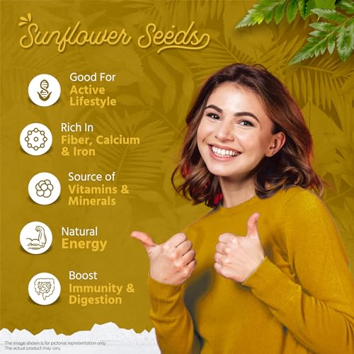 Image of GreenFinity Raw Sunflower Seeds | Rich in Protein, Fiber, Vitamins and Antioxidants | Nutritious Diet Food for Weight Management, Healthy Snacks, Cooking, Smoothies and Salads (250g)