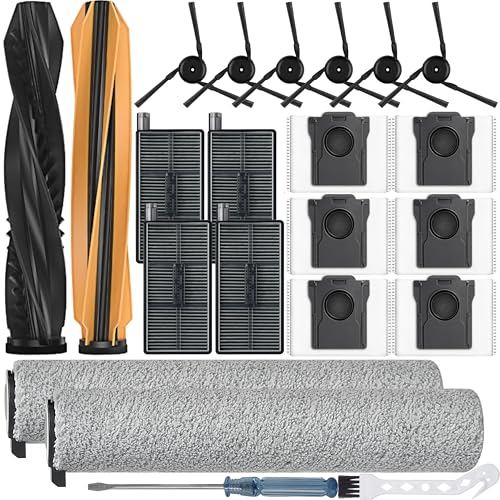 Image of 22 Pack Aqua10 Ultra Roller Accessories Kit for Aqua10 Roller /Aqua10 Ultra Roller Replacement Parts,2 Main Brush 2 Mopping Brushes 4 Hepa Filters 6 Side Brush 6 Vacuum Bags