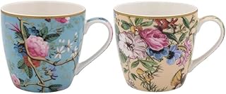 The Leonardo Collection LP94651 William Kilburn Floral Breakfast Mugs (Set of 2), Fine China, Boxed