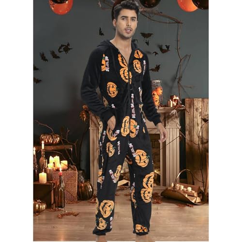 Men's Christmas Pajamas Halloween Onesie Sleepwear One Piece Warm Cute Fleece Winter Fall Soft Comfy Spring Pjs3