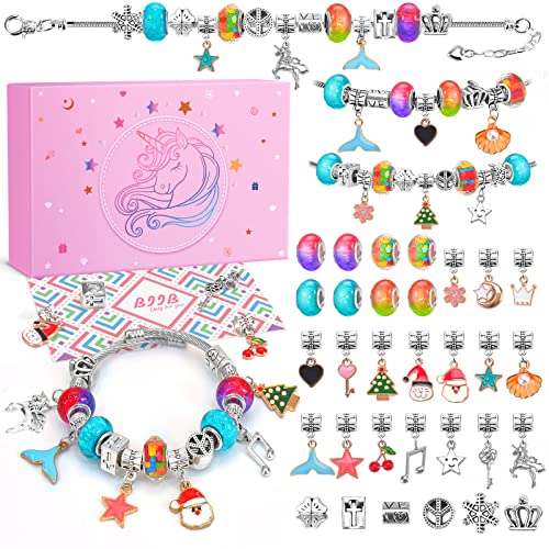 BIIB Gifts for Teenage Girl, Jewellery Making Kit, Gifts for 8-12 Year Old Girls Charm Bracelet Making Kit for Kids Stocking Fillers for Girl Christmas Gifts, Arts and Crafts for Kids