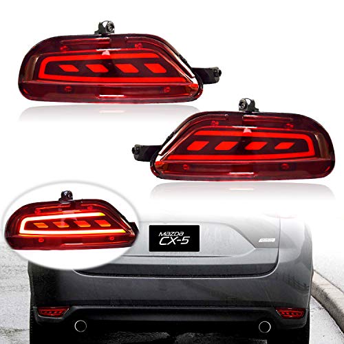 KE-KE 3D Optic Red Lens Full LED Bumper Reflector Lights Tail Brake Rear Fog lights and Sequential Turn Signal Lamps for 2017 2018 2019 2020 2021 Mazda cx-5 cx5 accessories