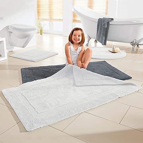 Erwin Müller Badematte, Badteppich Heraklion weiß Größe 80x150 cm - Kochfest, für Fußbodenheizung geeignet, 100… – Bild 4