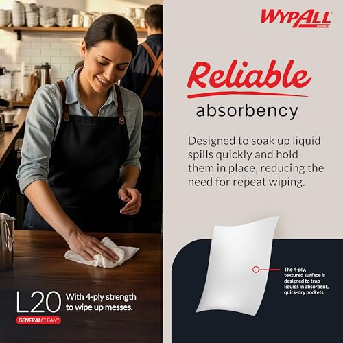 Image of WypAll GeneralClean L20 Medium Cleaning Towels, 10 x 88 Sheets (47044)