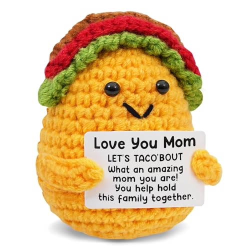 Wiz BBQT Mothers Day Mom Gifts for Mom from Daughter Son - Handmade Crochet Taco Plush Happy Mothers Day Birthday Gifts for Moms Mother in Law Stepmom Bonus Mama Cute Best Moms Ever I Love You Gift