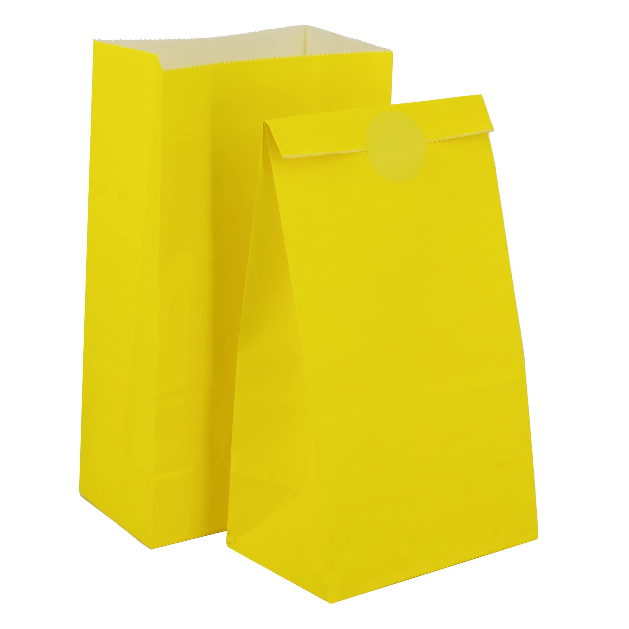 Time to Sparkle 20PCS Party Bag Kraft Paper with 24 Stickers Kids Party Gift Sweet Bags for Class Party Favors Girls Boys Birthday Wedding Christmas Halloween, 130X80X240mm, Yellow