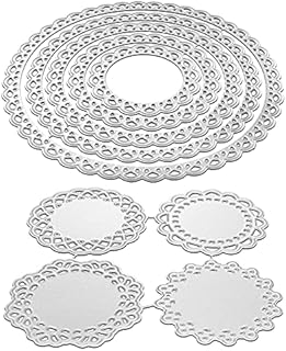 2 Set Flower Dies for Card Making, FineGood 9 PCS Metal Cutting Dies Circle Lace Die Cuts DIY Craft Die Cutters for Card Making Scrapbooking Album