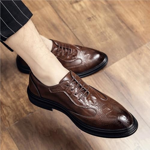 Mens Oxford Lace Up Brogue Leather Dress Shoes Formal Business Casual Footwear2