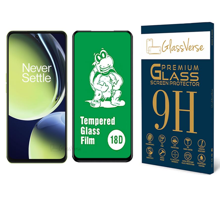 GlassVerse 18D Tempered Glass With Inbuilt AirBag Borders For OnePlus Nord CE 3 5G (Pack of 1) with Free Installation Kit Full screen Coverage - 6.7 inch
