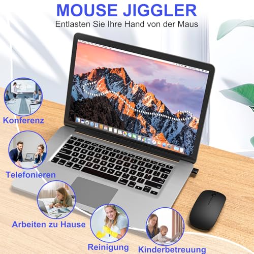 Azmall Kabellose Bluetooth Maus für iPad Pro/MacBook/Laptop/PC/Computer, Wiederaufladbare Maus Kabellos mit Jiggler Mouse beweger… – Ansicht 3
