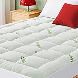 Mattress Pad Queen Size, Cooling Pillow Top Mattress Topper, Ultra Soft Viscose Made from Bamboo, Breathable for Hot Sleepers, Deep Pocket 8"-20", Green
