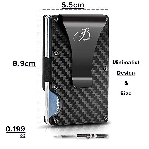 RFID Carbon Fiber Wallet For Men/Black, Rigid, Slim, Minimalist Wallet/Card Holder with Aluminum Metal Money Clip3