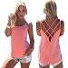 Blooming Jelly Women's Casual Loose Strap Hollow Out Back Camisole Tank Tops (Medium, Pink)