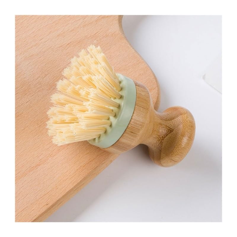 yaoqijie Paquet de 6 brosses à récurer la vaisselle brosses de nettoyage en bois de bambou brosses à poils rigides
