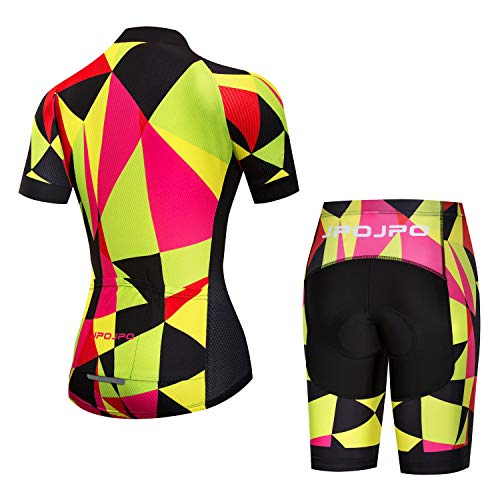 Conjunto feminino de ciclismo de jérsei de manga curta + short de bicicleta acolchoado 5D de secagem