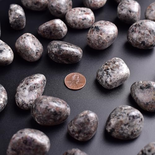 Image of Polished Stone Set Yooperlite Crystals, 0.8 inch Handpicked Tumbled Gemstones Rocks, Pebbles for Reiki, Chakra, Healing, Home Decor