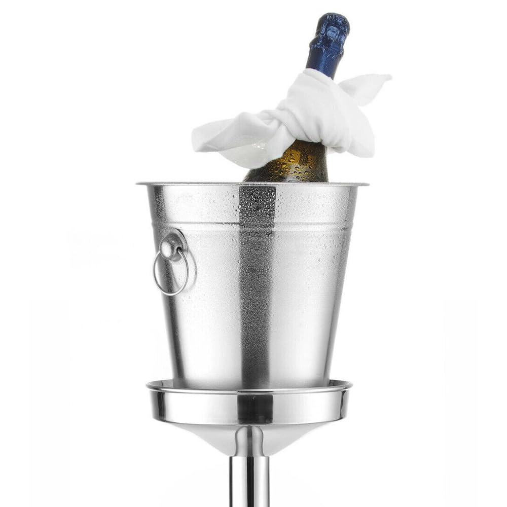 VIRSUS Supporto per Secchiello Ghiaccio in Acciaio Inox, Alto 74 cm, Base Stabile, Supporto per Bottiglie Vino, Champagne per Feste ed Eventi -1011