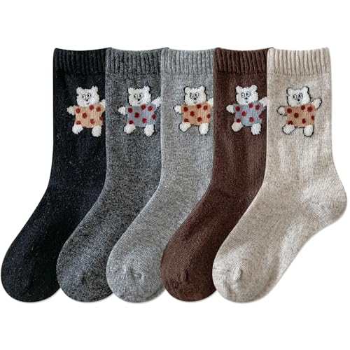 Image of IIG Cute Warm Wool Socks for Women Super Cozy Thick Crew Winter Socks Gifts, 5 Pairs