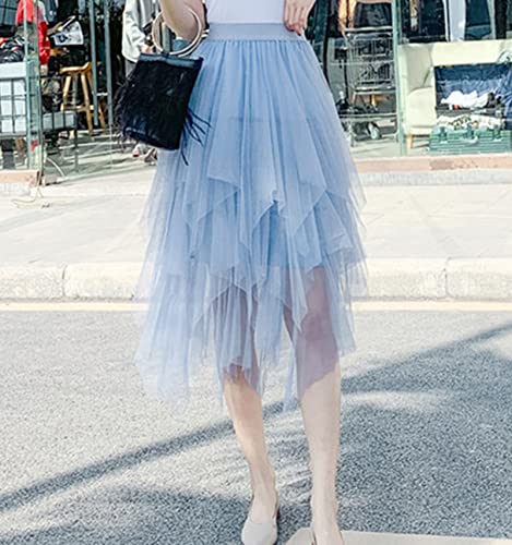 Women Mesh Midi Skirt Multilayer Pleated High Waist Lace Ballet Prom Party Tulle Tutu A-line Long Skirts2