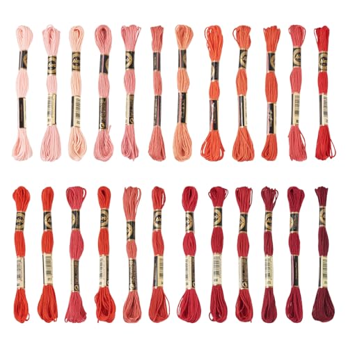 Image of FASHEWELRY 210 Yards Handmade Polyester Embroidery Floss Red Crewel Cross Stitch Threads 1mm 6-Ply Embroidery Thread Bulk for Beginners Adult DIY Sewing Knitting Supplies
