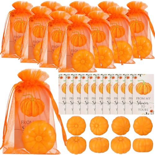 Image of 50 Set Pumpkin Soap Favors Thanksgiving Fall Bridal Shower Wedding Pumpkin Baby Shower Favor 50 Pumpkin Soap 50 Thanks Cards 50 Organza Bags Gender Reveal Gift Keepsake for Fall Party Guest
