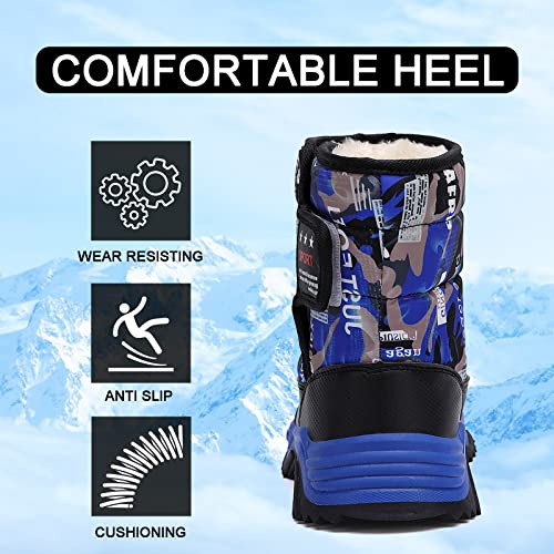 FLIOZY Girls Boys Snow Boots Kids Warm Lining Winter Shoes Outdoor Waterproof Anti-Slip Cold Weather Shoes (Toddler/Little Kid/Big Kid)4