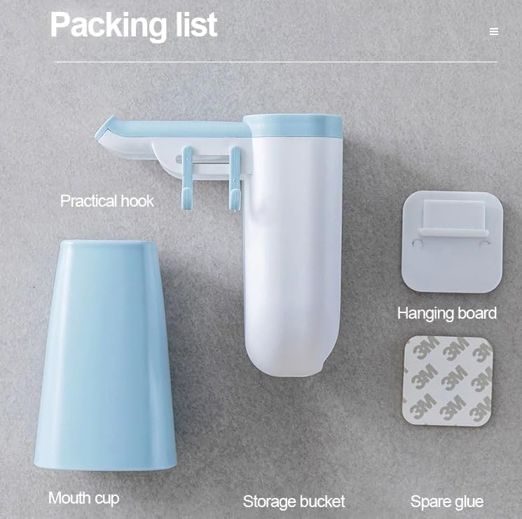 Abhaymart Toothbrush Toothpaste Holder Magnetic Cup Bathroom Storage Rack Wall Mount Tools Home Cleaner Accessories Hole Free Suction Couple Mouthwash (Pack of 1, Multi-Color) 2
