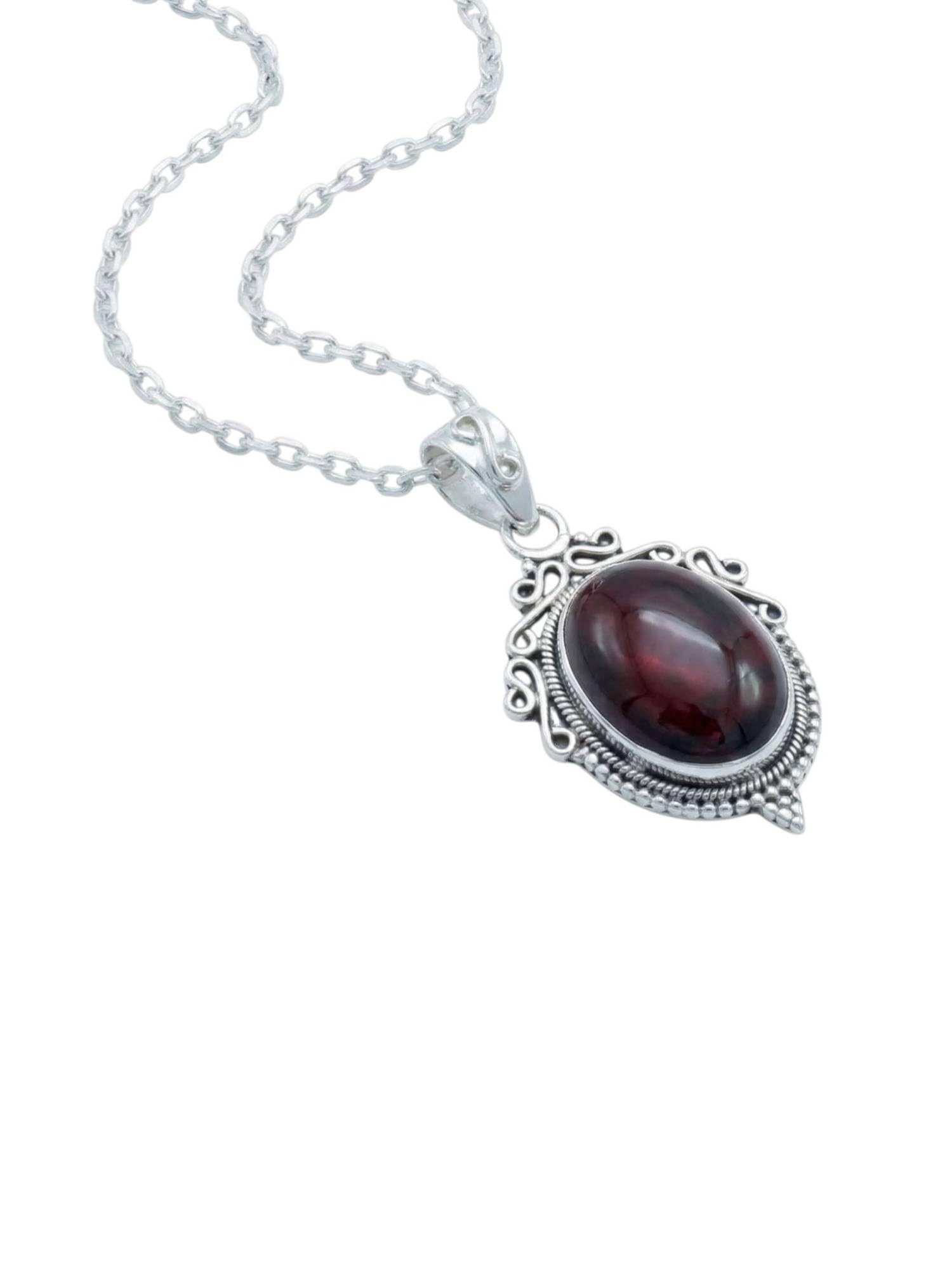 mantraroma Großer Kettenanhänger Silber 925 mit Edelstein | echtes Silber, echte Steine zur Auswahl, Kettenanhänger am Silberkette, Länge wählbar, handarbeit, im Geschenkbeutel