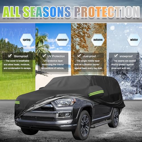 uxcell Waterproof Car Cover for Toyota 4Runner 2002-2023 210D Oxford Cloth Outdoor Full Car Cover All Weather Windproof Sun Rain Protection with Door Zipper - Image 3