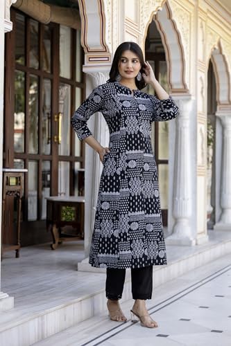 Image of Pistaa's Women Printed Mandarin A-Line Cotton Kurta With Palazzos