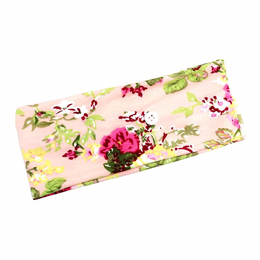 5 Stück Damen Boho Stirnband, Elastische Kopf Wickeln Niedlich Haarschmuck für Mädchen, Stirnbänder mit Knöpfen für Masken Krankenschwestern