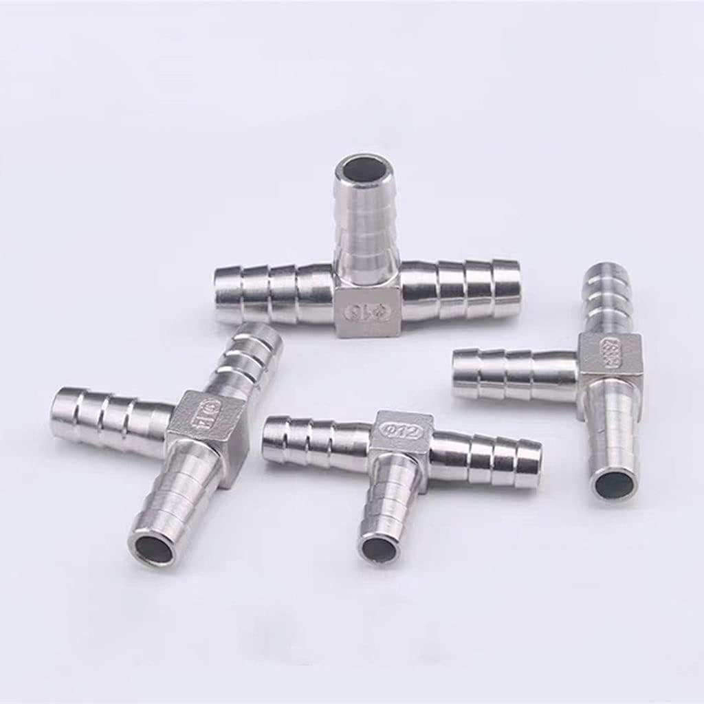Cast Pipe Fitting,1pcs 6 mm 8 mm 10 mm 12 mm 13 mm 15 mm 16 mm 25 mm Hose Barb Tee T Type, 3 Three Way 304 Stainless Steel Pipe Fitting Connector Adapter(19 mm)