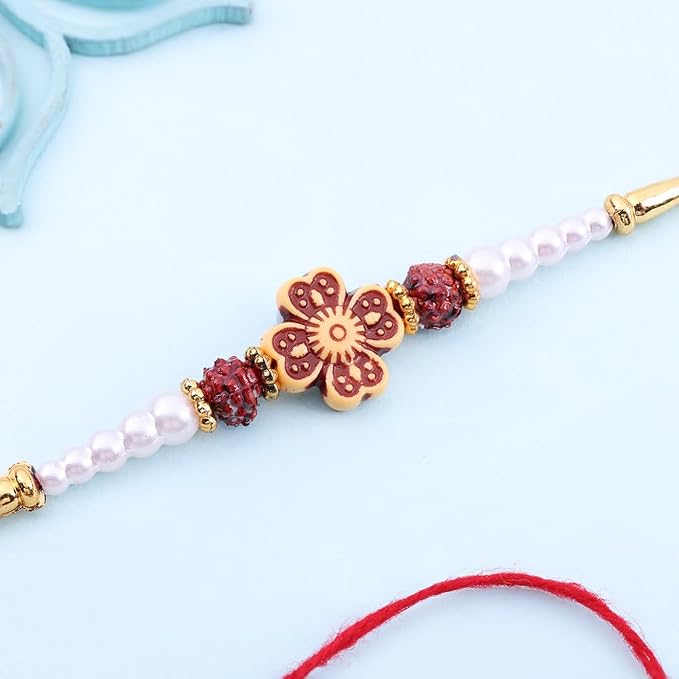 Floweraura Raksha Bandhan Celebrations Handcrafted Designer Floral Dora Rakhi - Rakhi Set for Brother | Bhai | Kids | Boy | Cousins | Handmade Rakshabandhan Gift Set