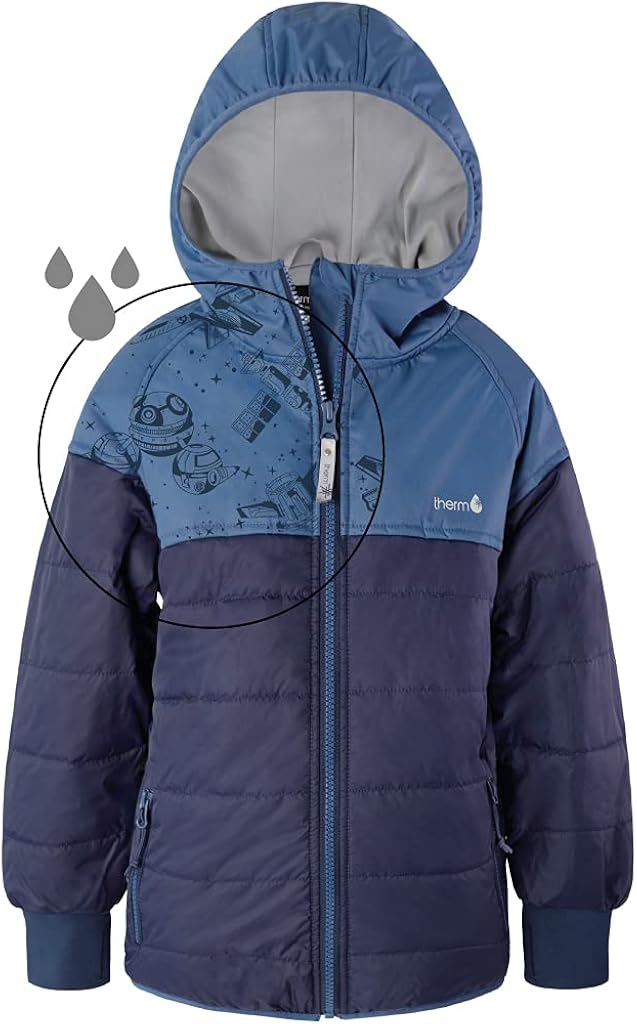 Therm Kids Puffer Jacket, Lightweight Girls Winter Coat with Magic Pattern - Toddler to Youth : Sports & Outdoors