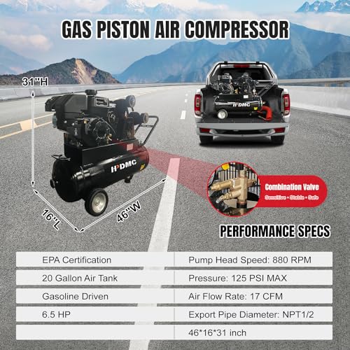 HPDMC 6.5HP 20-Gallon Gas Compressor