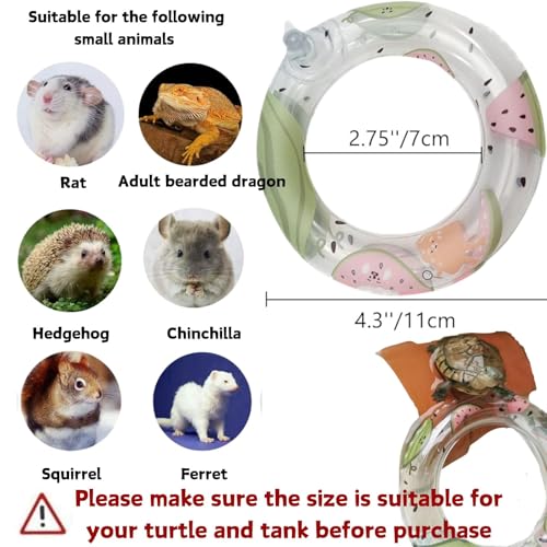 Image of 5 Pack 4.3 Inch Inflatable Turtle Swimming Ring Turtle Floating Platform Toy Small Animal Floaties Swimming Ring Basking Rest Dock for Turtle Tortoise (Fruit)