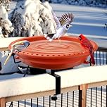 Daoeny Heated Bird Bath for Outdoors for Winter, Upgraded 100W Heated Birdbath Bowl Thermostat Control, Heated Bird Bath for Deck Railing Outside Garden Yard Patio Lawn Decor(Terracotta)