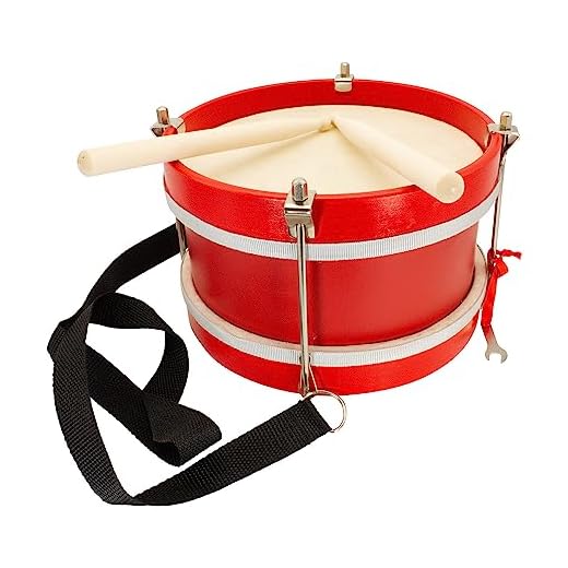 3848 - Tambor infantil de madera con correa y 2 bastones, diámetro de 22 cm, para niños