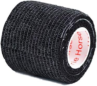 Vet Wrap Tape (Black) (2 Pack) (2 Inch x 15 feet) Self Adhesive Adherent Adhering Cohesive Flex Self Stick Bandage Grip Roll Dog Cat Pet Horse