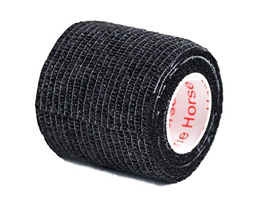 Vet Wrap Tape (Black) (2 Pack) (2 Inch X 15 Feet) Self Adhesive Adherent Adhering Cohesive Flex Self Stick Bandage Grip Roll Dog Cat Pet Horse #TOP4
