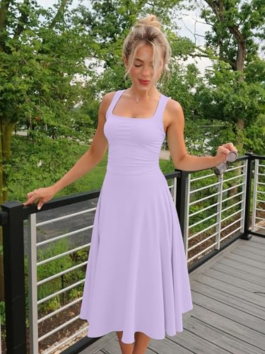 Image of Kaximil Women's Square Neck Corset A Line Maxi Dress Ruffle Ruched Waist Flowy Long Dresses
