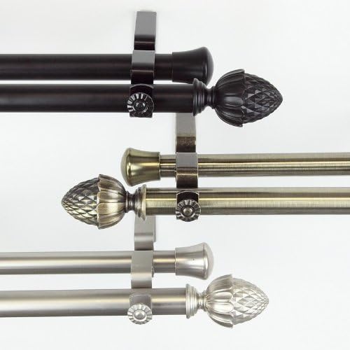 Modern Acorn Double Curtain Rod Size: 120" - 170" W, Finish: Satin Nickel